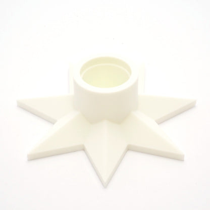 Hvid stjerne formet lysestage - 3D printet dansk design til bæredygtig julepynt og hyggelige vinteraftener