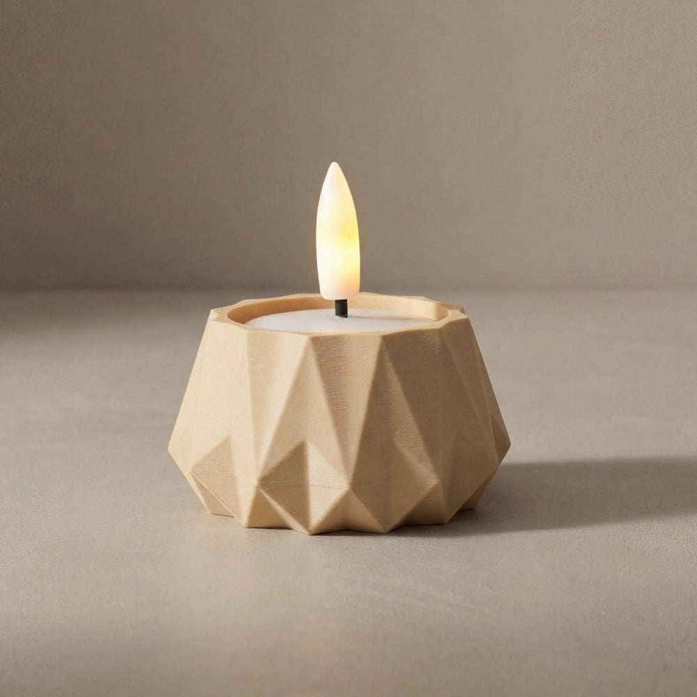 KANT fyrfadsstage til LED fyrfadslys i beige - dansk design produceret på bestilling
