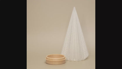 Kegle juletræ fyrfadsstage, birk/transparent, H 14/16 cm