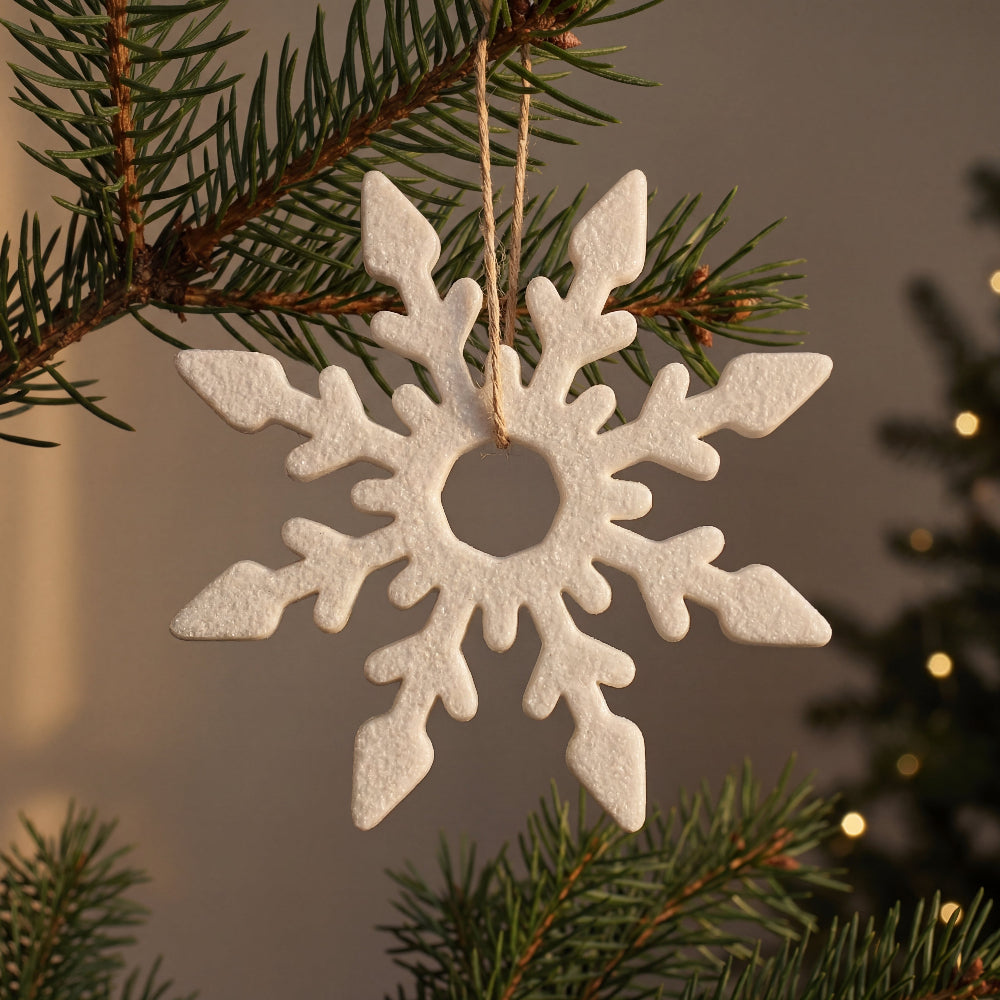 Snefnug julepynt i dansk design til juletræ eller adventsgaver – dekorativt ophæng i hvid