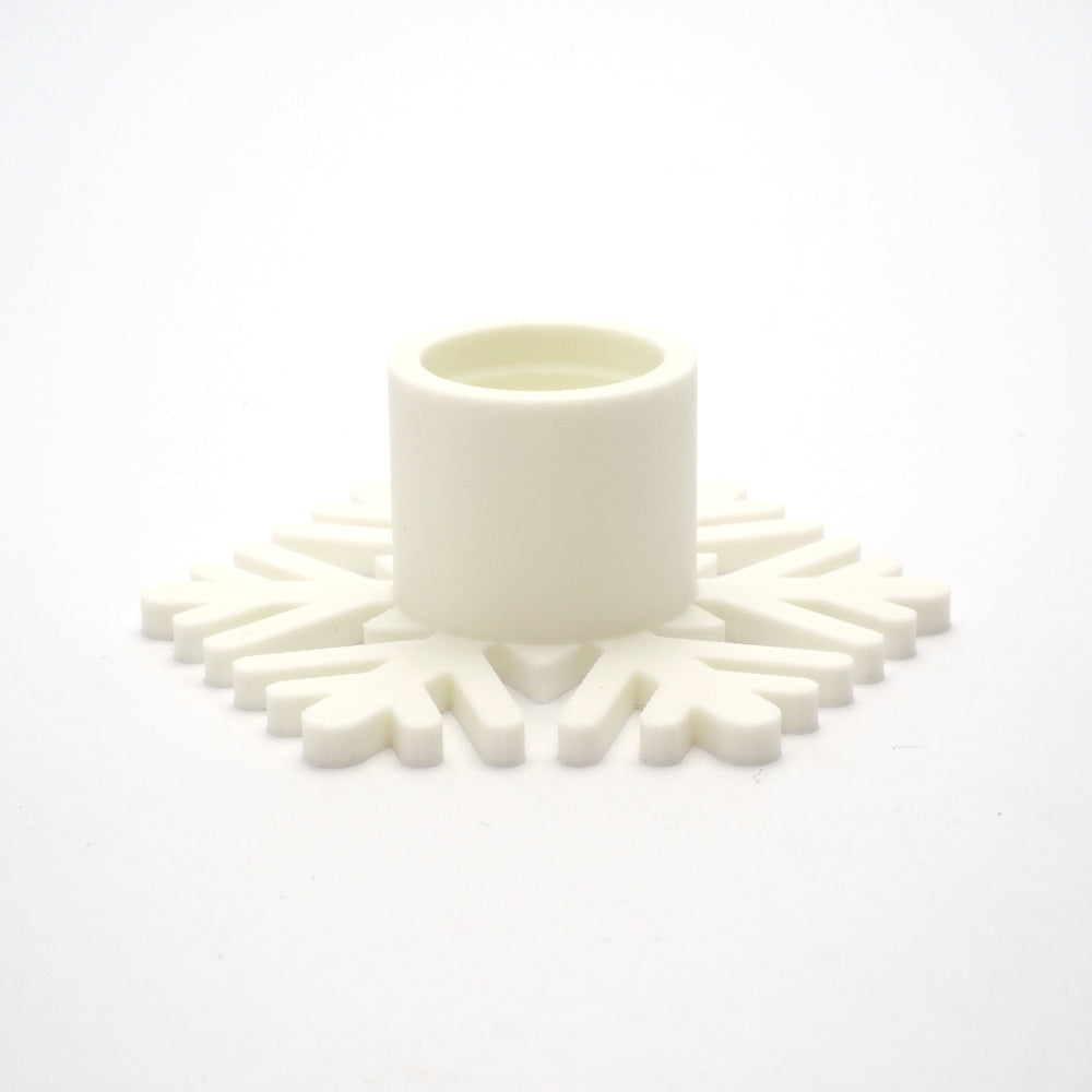 Snefnug lysestage i hvid - juledekoration i 3D print med skandinavisk elegance og bæredygtigt dansk design